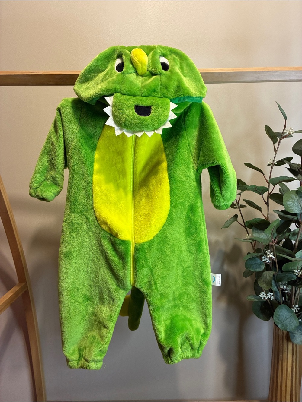 Carter's Green and Yellow Plush Dinosaur Hooded One-Piece